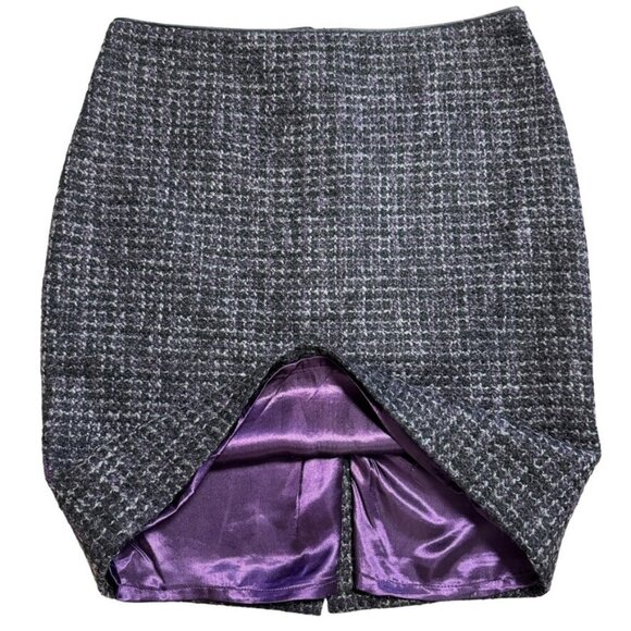 Dalia Collection‎ Modern Fit Gray Purple Woven Knit Straight Pencil Skirt - Picture 2 of 11